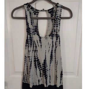 Mono B Black and White Tie-Dye Criss Cross open back tank Large